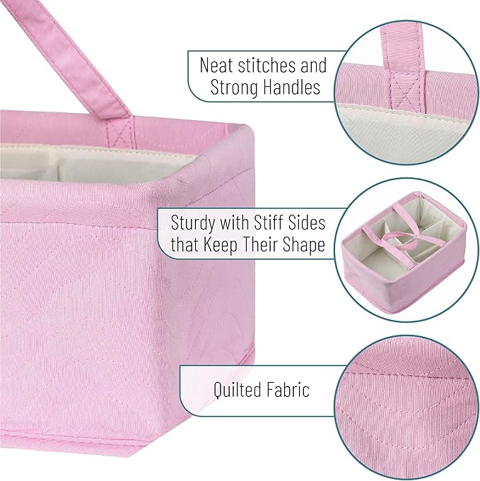 Mr. Pen Baby Diaper Caddy Organizer, Pink Quilted Fabric, Car Diaper Caddy, Portable