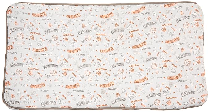 Bacati Basketball Orange/Grey Muslin Quilted Changing Pad Cover