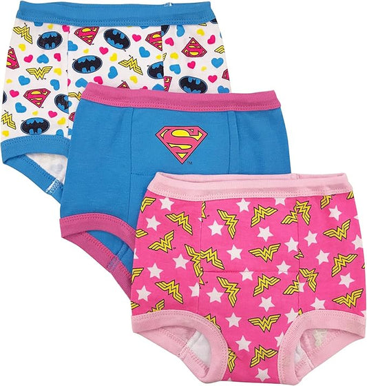 DC Comics Unisex Baby Toddler Potty Training Pants With Superman, Batman & Wonder Woman With Success Chart & Stickers