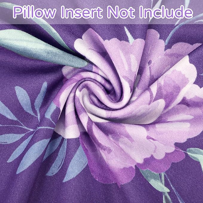 Nursing Pillow Cover, Breastfeeding Pillow Cover for Baby Girls Boys, Soft Stretchy Nursing Pillowcase for Infant Newborn, Removable Slipcover for Nursing Pillows, Purple Floral(Only Cover)