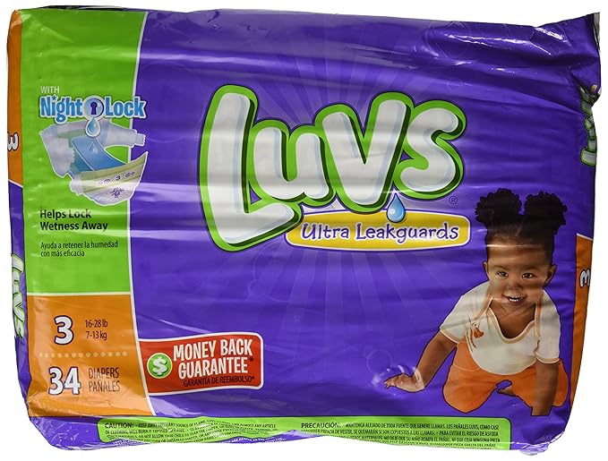Luvs with Ultra Leakguards, Size 3 Diapers, 34 Count (Pack of 1)
