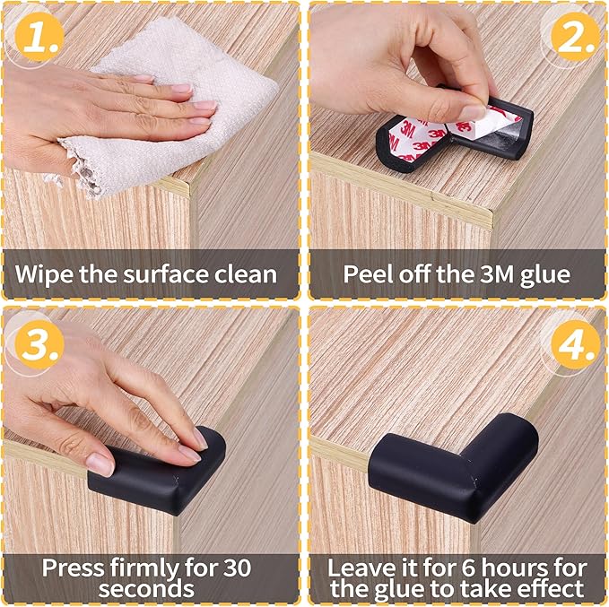 16 Pack Soft Corner Protector Baby, Baby Proofing Corner Guards Table Corner Protectors Proof Corners and Edges Covers Baby Safety Corner Protectors for Furniture, Toddler Bed, Crib Bumpers(Black)
