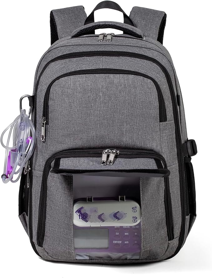 Feeding Tube Backpack for G J GJ Tube G tube Accessories Supplies Backpack for Enteral Feeding Pump Bags Fits 500ml to 1200ml for Adults (Grey2)