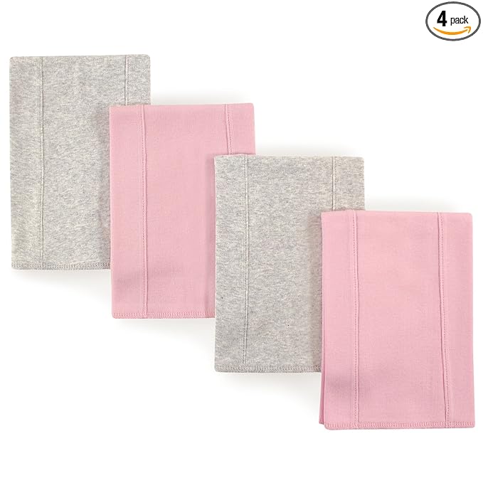 Touched by Nature Unisex Baby Organic Cotton Burp Cloths, Pink Gray, One Size