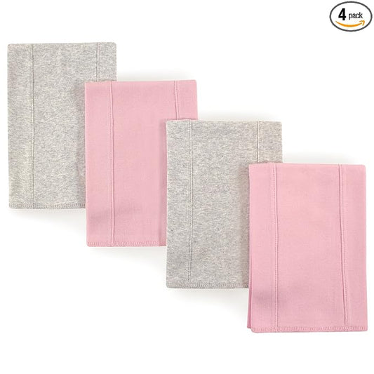 Touched by Nature Unisex Baby Organic Cotton Burp Cloths, Pink Gray, One Size