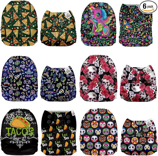 Mama Koala 1.0 Cloth Diapers for Babies, 6 Pack Pocket Shell Only (NO Inserts) - One Size Washable and Reusable Pocket Diapers for Newborns and Toddlers - 160029