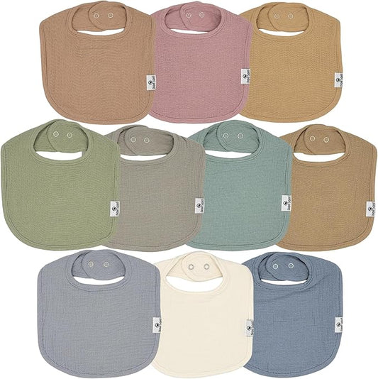 DiaperSquad's 100% Organic Cotton Baby Drool Bibs, Super Absorbent & Adjustable Baby Bibs for Drooling and Teething
