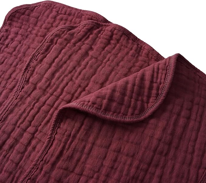 6 Layer 100% Cotton Bubble Gauze Burp Cloths- Rustic Red- 10/Pack
