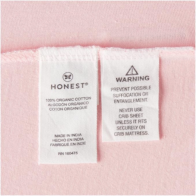 HonestBaby Girls Organic Cotton Changing Pad Cover, Pink Salt, One Size