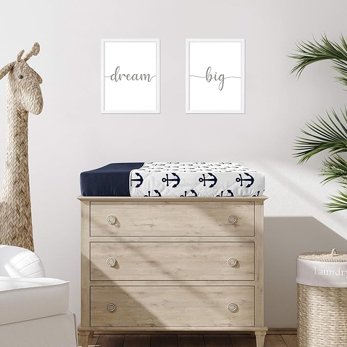 Sweet Jojo Designs Navy Blue White Anchors Boy Girl Baby Nursery Changing Pad Cover - Nautical Theme Ocean Sailboat Sea Marine Sailor Anchor Unisex Gender Neutral