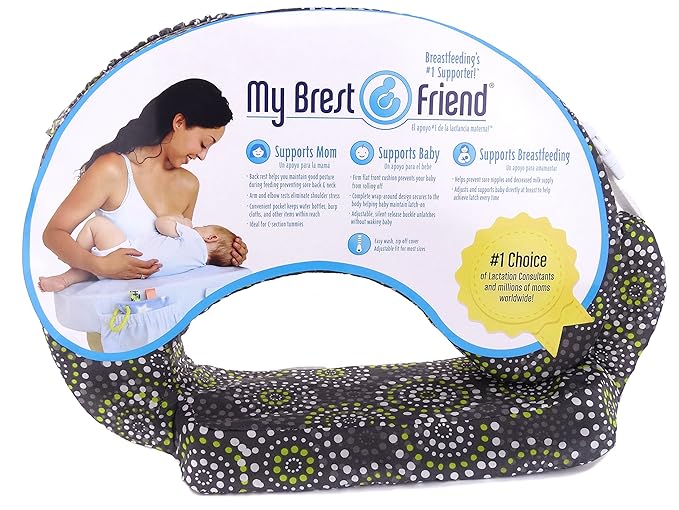 My Brest Friend Original Nursing Pillow Enhanced Ergonomics Essential Breastfeeding Pillow Support For Mom & Baby W/ Convenient Side Pocket, Double Straps & slipcover, Fireworks
