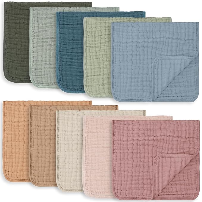 Comfy Cubs Muslin Burp Cloths and Baby Hooded 9 Layer Muslin Cotton Towel for Kids Bundled