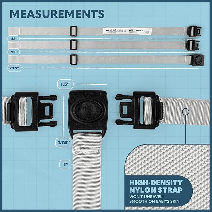 Today's Kids High Chair Straps Replacement Compatible with IKEA Antilop High Chair - Heavy Duty 3 Point Harness Seat Belt, Adjustable Durable Polyester, Soft & Comfortable on Baby's Skin - Gray