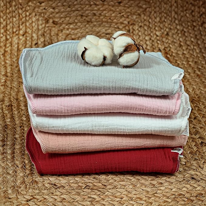 Muslin Burp Cloths for Baby,Organic Burping Cloths for Babies Boys Girls,Spit Up Rags Extra Soft and Absorbent 10 Pack