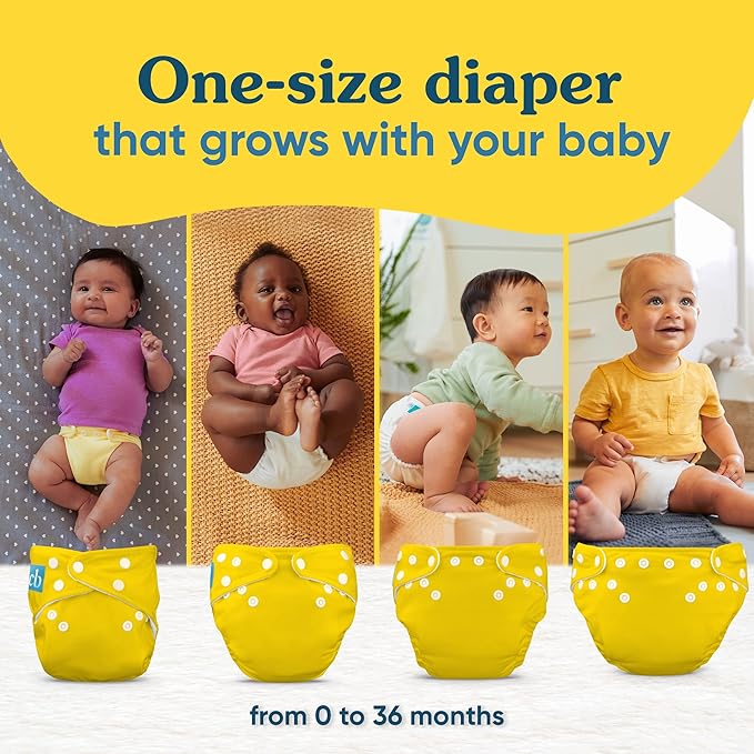 Charlie Banana Cloth Diapers, Reusable, Washable, Adjustable One Size Diaper, for Babies and Toddlers, with Absorbent Inserts - Yummy, 3 Pack