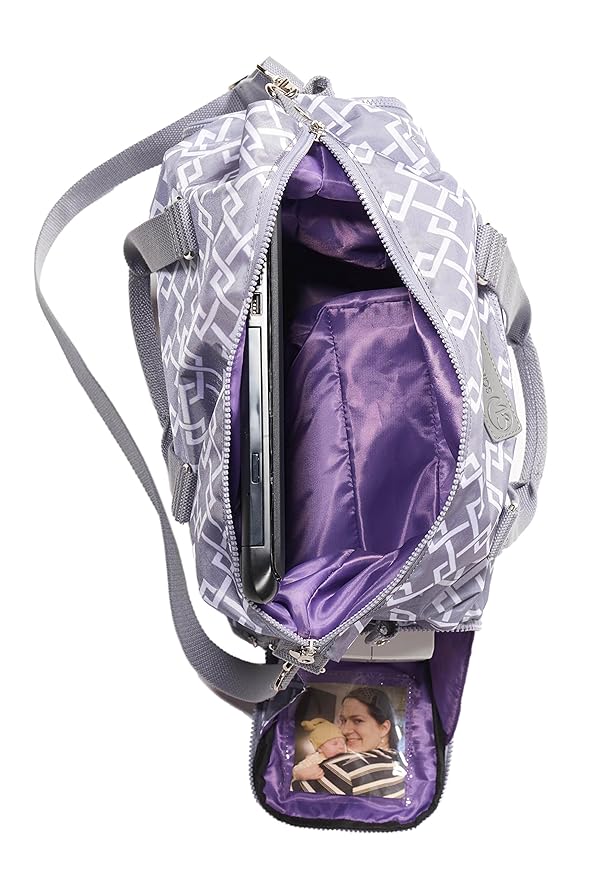 Lizzy Breast Pump Bag – Stylish Pump Tote with Insulated Cooler Pocket, Laptop Sleeve & Spacious Side Compartment – Fits Portable Pumps & More – Easy-Clean, Lightweight Breastfeeding Bag (Grey)