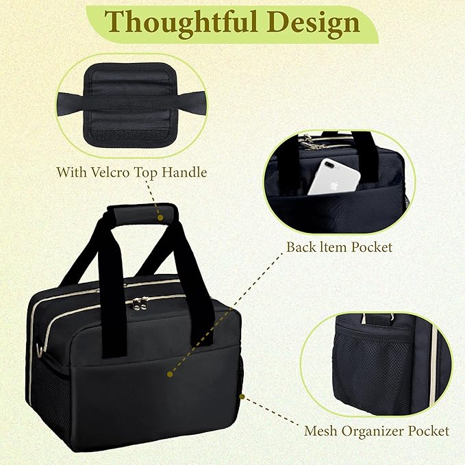 Breastmilk Cooler Bag with Ice Pack, Wearable Breast Pump Storage Bag, Insulated Bottle Travel Bag Compatible with Momcozy/Elvie/Willow, Fits Baby Bottles up to 9 Ounce with Shoulder Strap Black