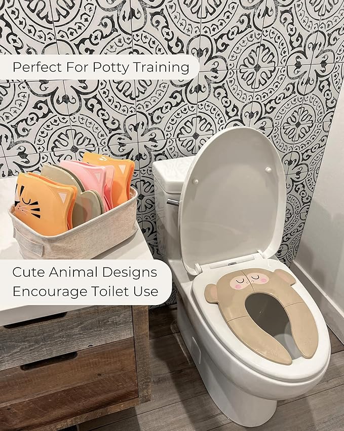 Hippypotamus Travel Potty Seat for Toddler - Folding Potty Training Seat - Portable Toilet Seat Cover for Baby & Kids (ORANGE Tiger)