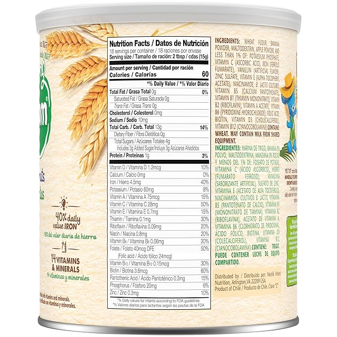 Nestum Nestle Infant Cereal Variety Pack, (2) 5 Cereals, (2) Oat, Rice & Prune, (2) Wheat & Fruits Variety Pack (6 Total Canisters) Multicolor