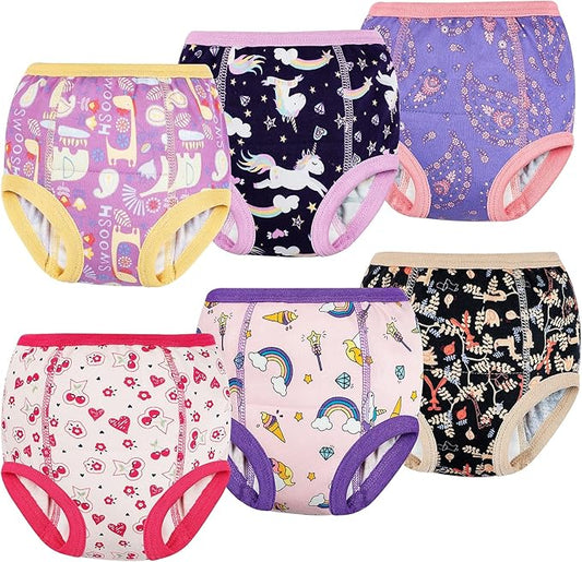 MooMoo Baby Potty Training Pants 6 Packs Absorbent Training Underwear for Boys and Girls Cotton Pee Pants 2T-9T