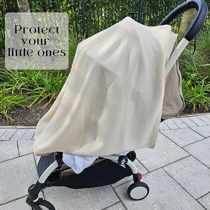 Little Rou Nursing Cover for Breastfeeding, Breathable Organic Cotton & Cashmere Poncho, Privacy Peekaboo Feature, Soft Breast Feeding Shawl for Women – Includes Laundry Bag (Beige)