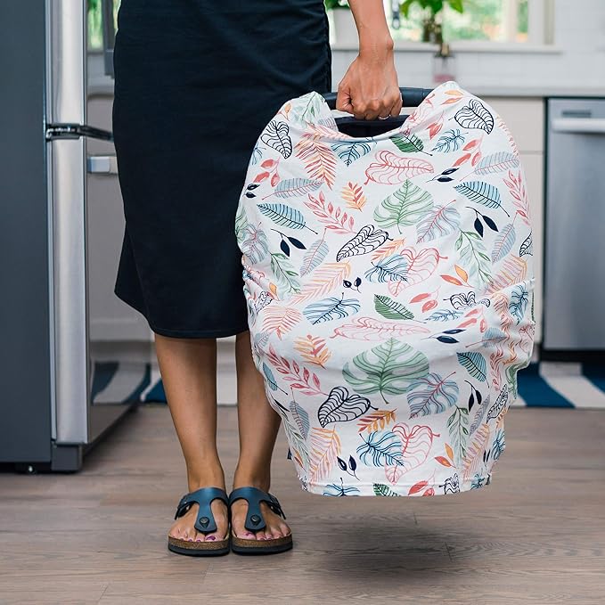 Bebe au Lait 5-in-1 Multi-Use Cover: Nursing Covers for Breastfeeding, Infinity Scarf, Nursing Shawl, Car Seat Cover, Shopping Cart Cover, Carrier Cover, Privacy Nursing Cover - Tropicana