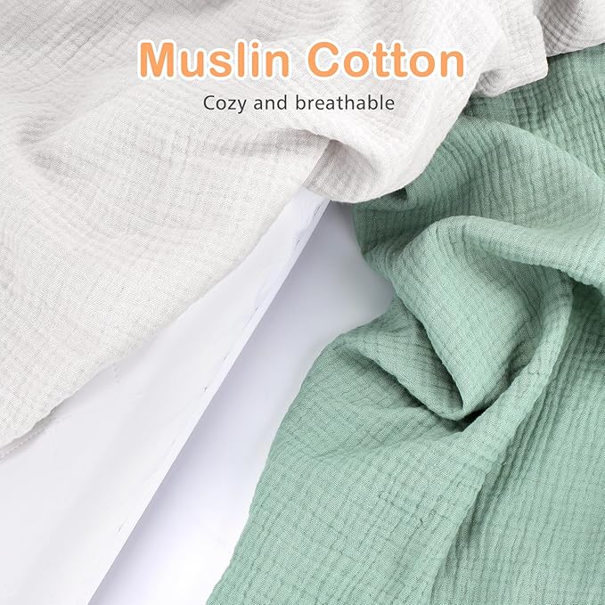 Accmor Muslin Baby Changing Pad Cover, 100% Cotton Universal Fitted Diaper Change Table Pad Covers for Girls Boys, Soft Breathable Changing Pad Sheets, 2 Pack
