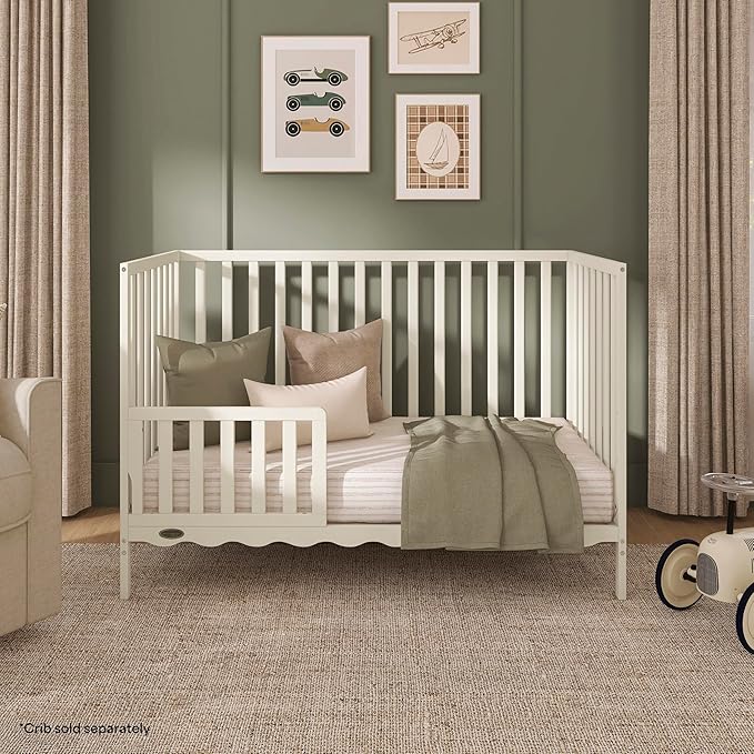 Dream On Me Toddler Guard Rail for Convertible Crib, Solid Wood Bed Rail for Toddler Bed Conversion, Cannoli Cream