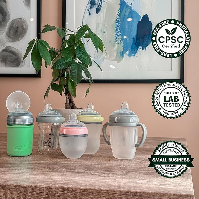 Sippy Spout Nipples for Comotomo (original and Gen 2), Mason Glass and haakaa Baby Bottles, 2-Count, Food Grade Soft Silicone, Spill-proof, Transition Nipples, Converts to Sippy Cup BPA-free 4+ months