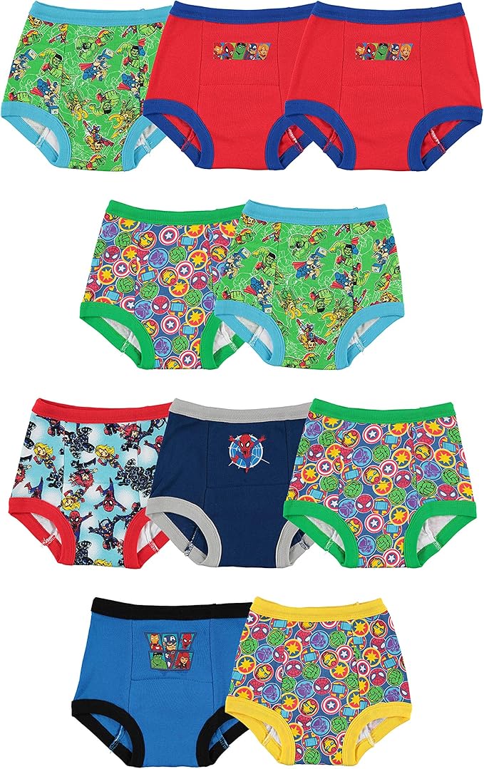 Marvel Unisex Baby Superhero 7PK-10PK Potty Training Pants with Success Chart & Stickers with Spiderman, Hulk & More