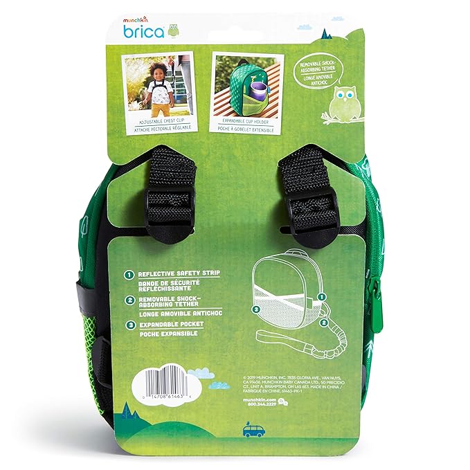 Munchkin® Brica® By-My-Side™ Toddler Safety Harness Backpack with Leash, Giraffe, Green