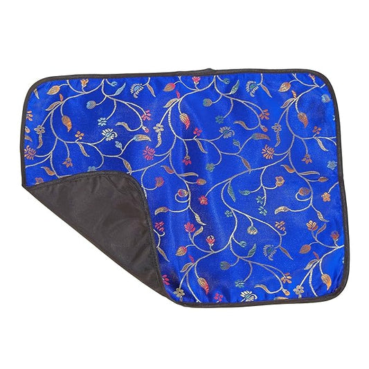 Diamond Blue Asian Brocade Diaper Changing Pad 14 x 10.5 Inch Chili Flower Pattern
