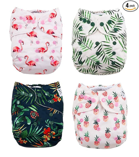 The Hollywood Hotel 4-Pack Cloth Pocket Diapers with 4 Inserts
