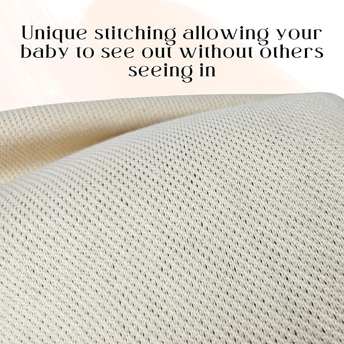 Little Rou Nursing Cover for Breastfeeding, Breathable Organic Cotton & Cashmere Poncho, Privacy Peekaboo Feature, Soft Breast Feeding Shawl for Women – Includes Laundry Bag (Beige)