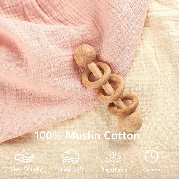 Hooyax Baby Changing Pad Cover 2-Pack, Muslin Soft Breathable Changing Table Pad Covers for Nursery, Easy Care Changing Pad Sheets for Girls and Boys(Pink, Wheat)