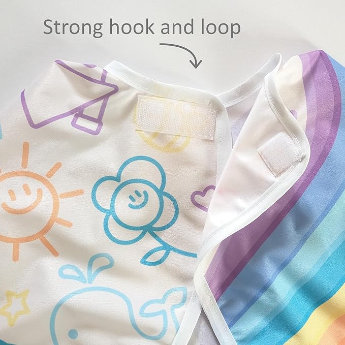 Madrona Brands Toddler Art Smock 1-3 Years | Long Sleeve Kids Waterproof Cover with Pockets | Crafts, Paint Apron, Baby Bib
