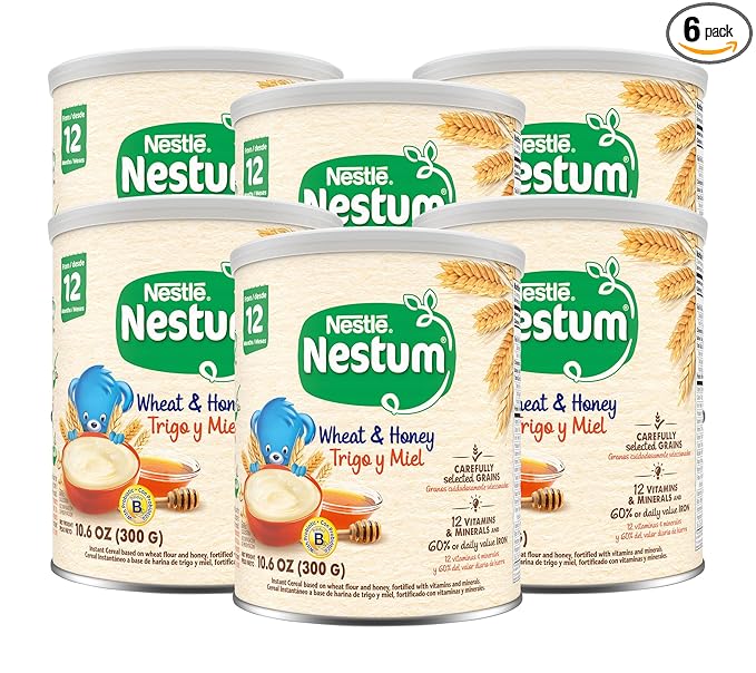 Nestle Nestum Infant Cereal, Wheat & Honey, Made for 12 Months & Up, 10.6 Ounce Canister (Pack of 6)