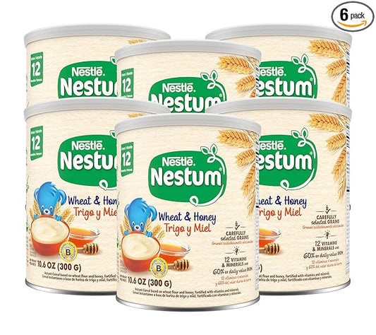 Nestle Nestum Infant Cereal, Wheat & Honey, Made for 12 Months & Up, 10.6 Ounce Canister (Pack of 6)