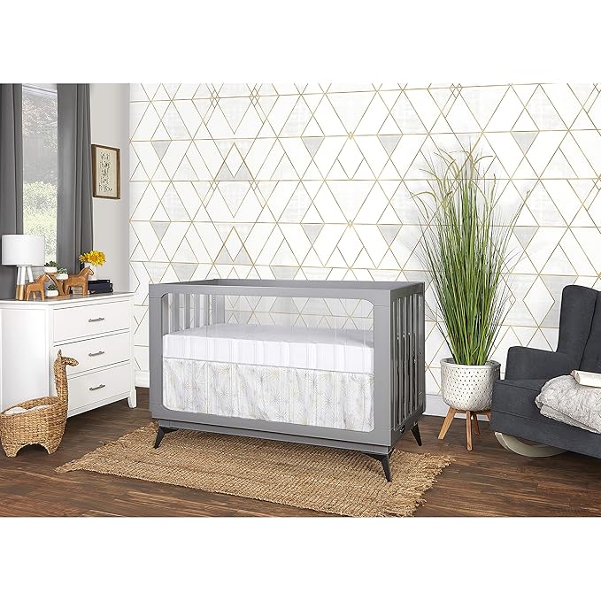 Evolur Acrylic Millennium 4 in 1 Convertible Crib Toddler Rail I Easily Coverts to Toddler Bed & I Acrylic Slats, Pebble Grey (702AC-PG)