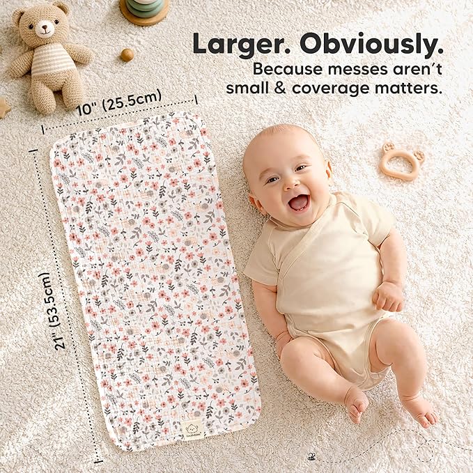KeaBabies Organic Muslin Burp Cloths Baby Boy, Girl – 5-Pack 100% Cotton Muslin Burping Cloths for Babies, Newborn, 21x10 Large & Absorbent Spit Up Rags, Baby Washcloth, Infant Towels (Sweet Charm)