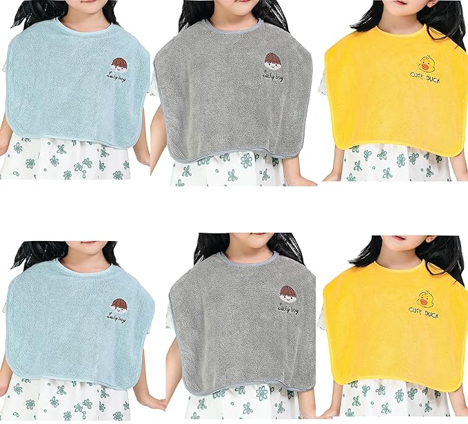Baby Bibs for Girls or Boys, Toddler Bibs for Feeding (2 blue grey yellow)