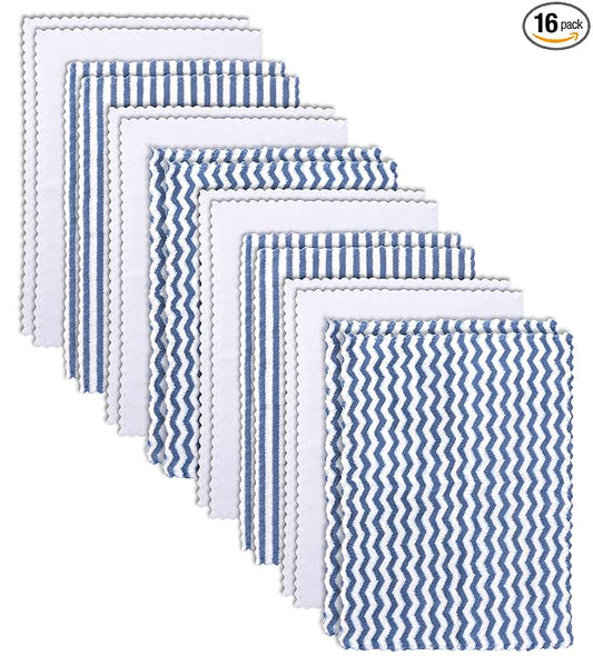 16 Pack Super Soft Baby Burp Cloths, Baby Washcloths, Ultra Absorbent Large Newborn Burping Cloth for Boy and Girl, Milk Spit Up Rags, Unisex for Baby Sensitive Skin, Navy Blue and White, 16 x 12 Inch