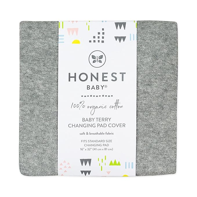 HonestBaby Unisex Baby Organic Cotton Changing Pad Cover and Toddler Sleepers, Gray Heather, One Size US (Pack of 2)
