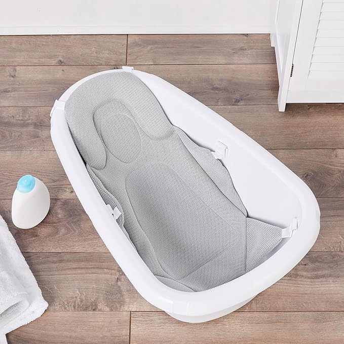 Regalo Baby Basics 3-in-1 Grow with Me Baby Bathtub with Foam Padded Air Mesh Sling, Adjustable Infant Bath Tub for Newborn to Toddler, Baby Bath Seat Support, Easy Clean with Drying Hook
