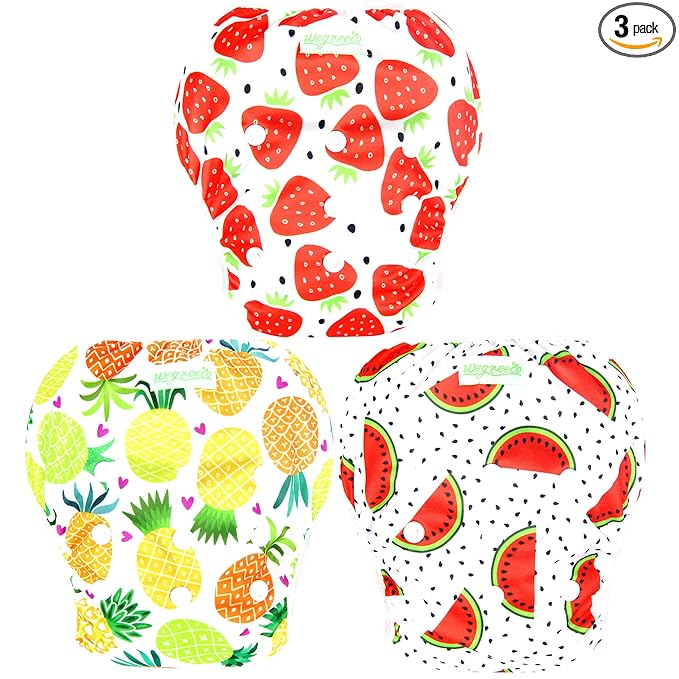 wegreeco Baby & Toddler Snap One Size Adjustable Reusable Baby Swim Diaper (Fruits, Small, 3 Pack)