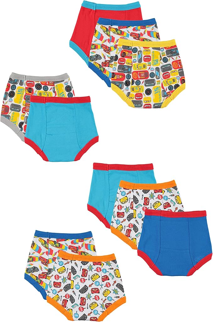 Disney Boys' Pixar Cars Toddler Potty Training Pant & Brief Combo Option, Stickers & Tracking Chart in Sizes 18m, 2t, 3t, 4t