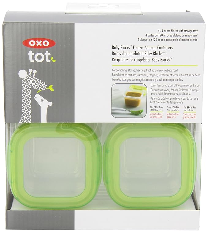 OXO Tot Baby Blocks Freezer Storage Containers 4oz- New Colors Available