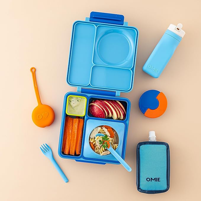Omie OmieChill | Travel Food Pouch Cooler | Fits Standard 3.5-4 oz Food Pouches | 100% Nylon Sleeve with Freezable Pack (Blue)