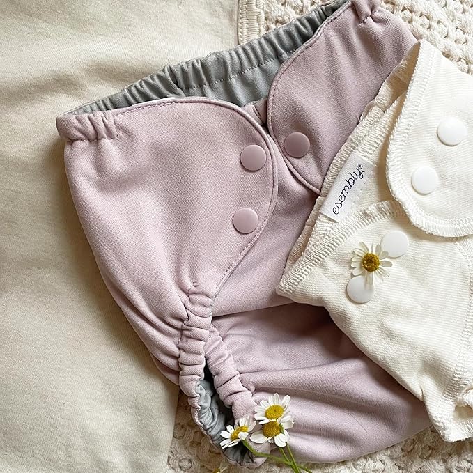 Esembly Cloth Diaper Outer, Swim and Waterproof Cloth Diaper Cover, Leak-Proof and Breathable Layer, Reusable with Snap Closure - Amethyst, Size 1 (7-17lbs)