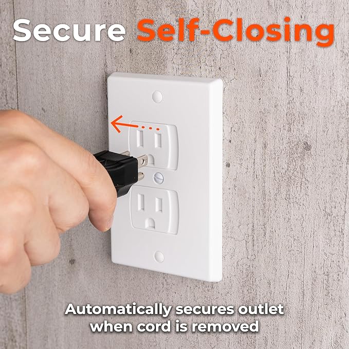 4-Pack Self-Closing Outlet Covers Baby Proofing - for Standard Single Screw & Decorator 2-Screw Outlets - Child Proof Sliding Outlet Covers